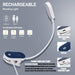 Rechargeable Book Light, 14 LEDs Eye Care Clip On Amber Reading Light for Bookworms Reading in Bed with 9 Colors 9 Brightness (White-Blue)