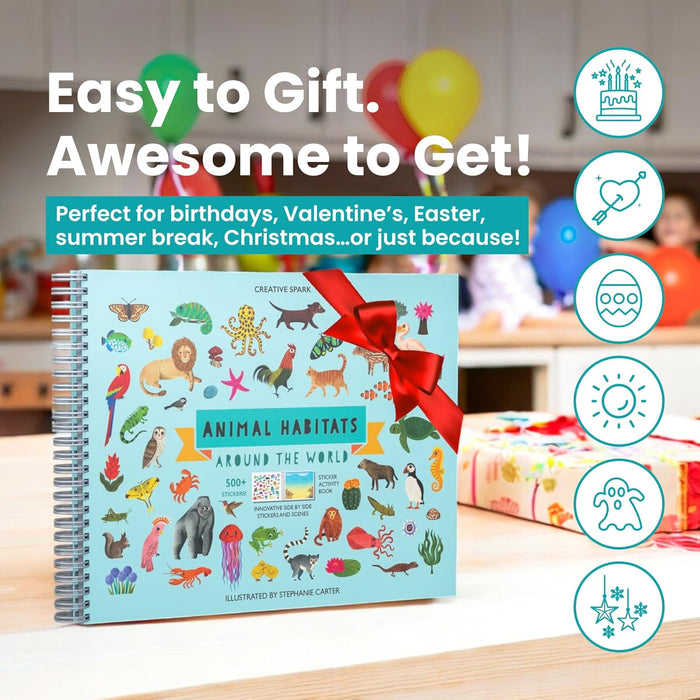 Animal Habitats Sticker Book | 12 Coloring & Activity, 500+ Stickers