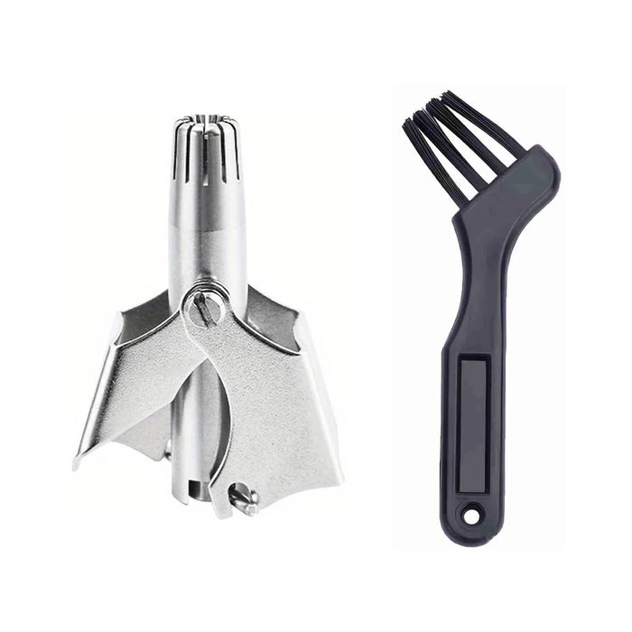 Stainless Steel Nose Hair Trimmer Manual Mechanical Shaving Razor Washable Hair Removal Tools with Cleaning Brush