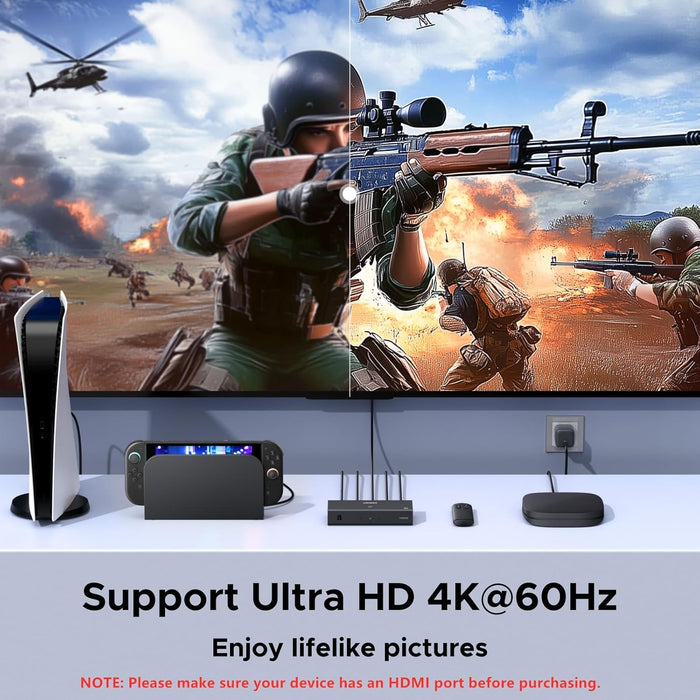 HDMI Switch 3 in 1 Out, 4K@60Hz, with Remote, HDR10+, 3D, Dolby