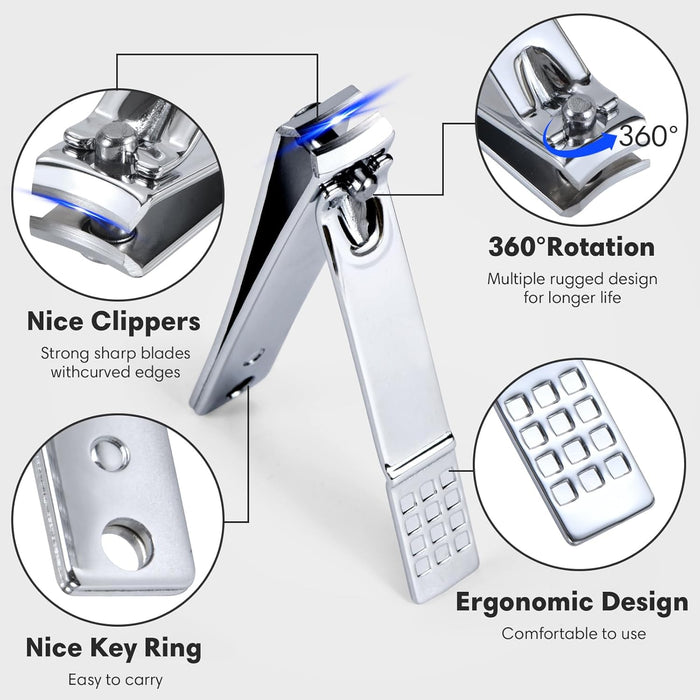 Manicure Set 18Pcs Stainless Steel Nail Clippers Set with Case Black