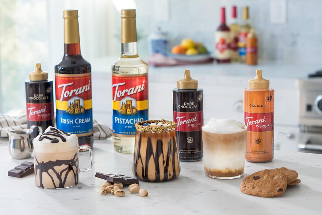 Puremade Dessert & Drink Sauce Variety Pack, Chocolate Caramel, Dark Chocolate, White Chocolate & Caramel, 16.5 fl oz (Set of 4)