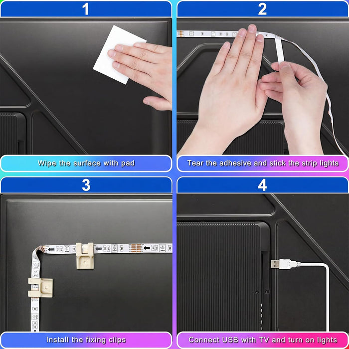 TV Backlight, Music Sync Bluetooth LED TV Lights for 55-65"
