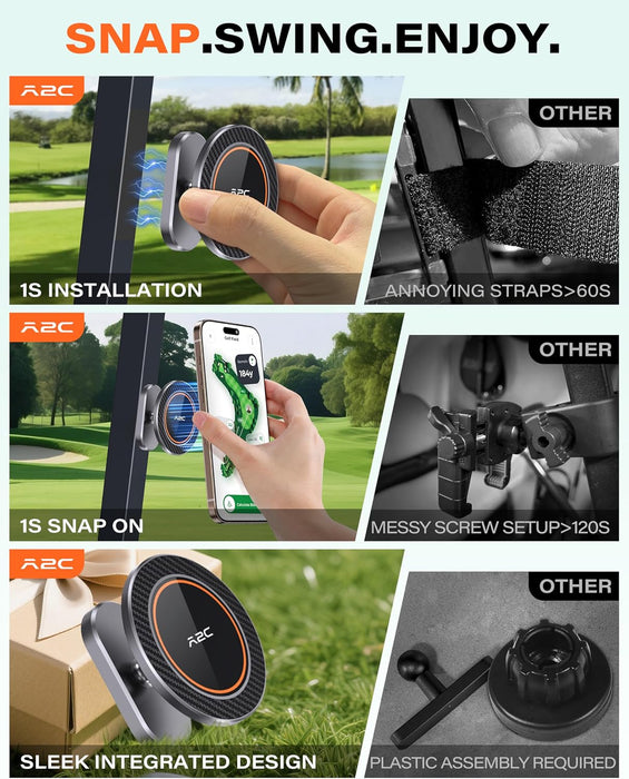 Alloy Magnetic Golf Cart Phone Holder, Unique Golf Accessories for Men