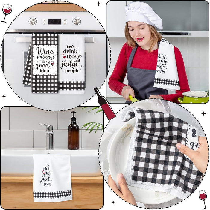 R HORSE 5 Pack Funny Wine Kitchen Dish Towels