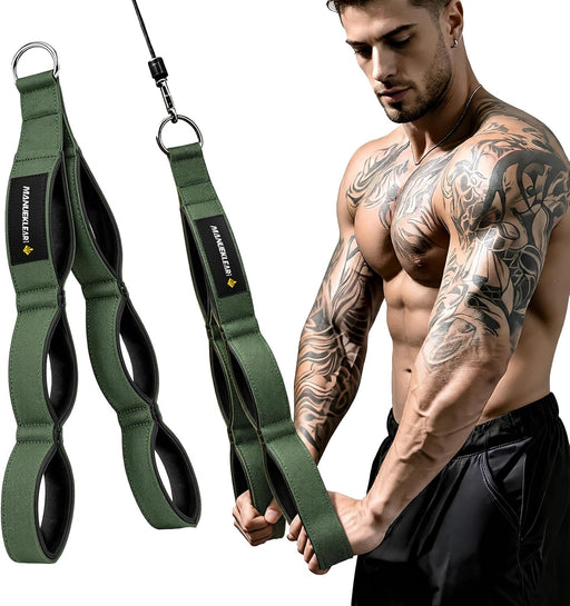 MANUEKLEAR 24-Inch 3-Grip Tricep Rope Cable Attachment for Gym Greater ROM