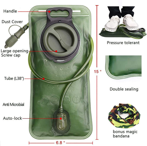 Hydration Bladder, 1.5-2-3L Water Bladder for Hiking Backpack, BPA-Free Leak Proof Water Reservoir Storage Bag, Water Po
