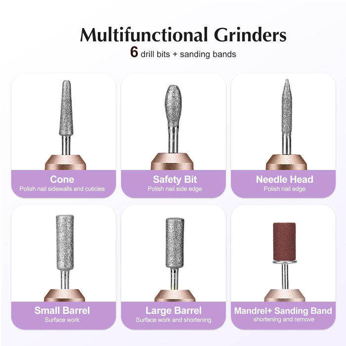 C40 Electric Nail Drill Professional, Precise Speed Dial, Purple