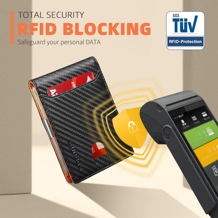 Slim Wallet for Men - RFID Blocking Leather Bifold with Money Clip