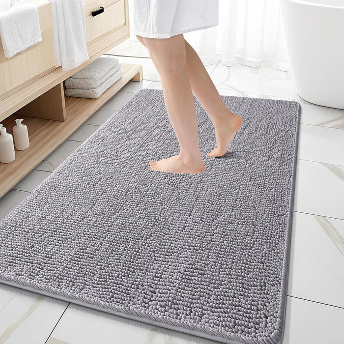 Bathroom Rugs 30X20, Extra Soft Absorbent Chenille Bath Rugs, Rubber Backing Quick Dry, Machine Washable Bath Mats for Bathroom Floor, Tub and Shower, Home Decor Accessories, Grey