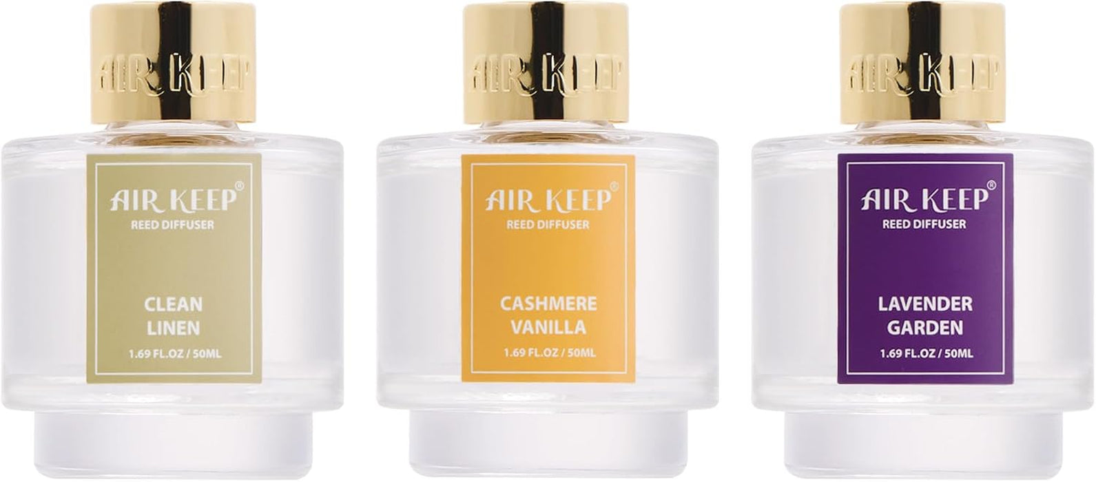 Reed Diffuser Set of 3,Clean Linen Cashmere Vanilla Lavender Garden Oil Reed Diffusers for Bedroom Living Room Office Aromatherapy Oil Reed Diffuser for Gift 50ml x 3