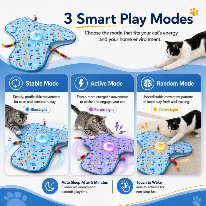Interactive Cat Toys for Indoor Cats, Hide and Seek, 3 Smart Modes, 2500mAh