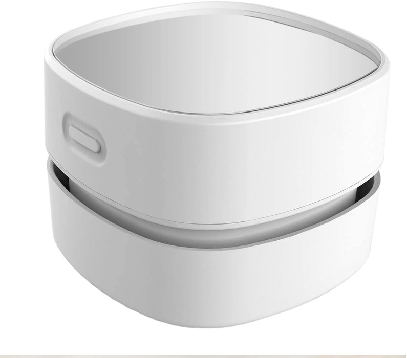 Mini Desktop Vacuum Cleaner for Table Dust (White AA Battery)