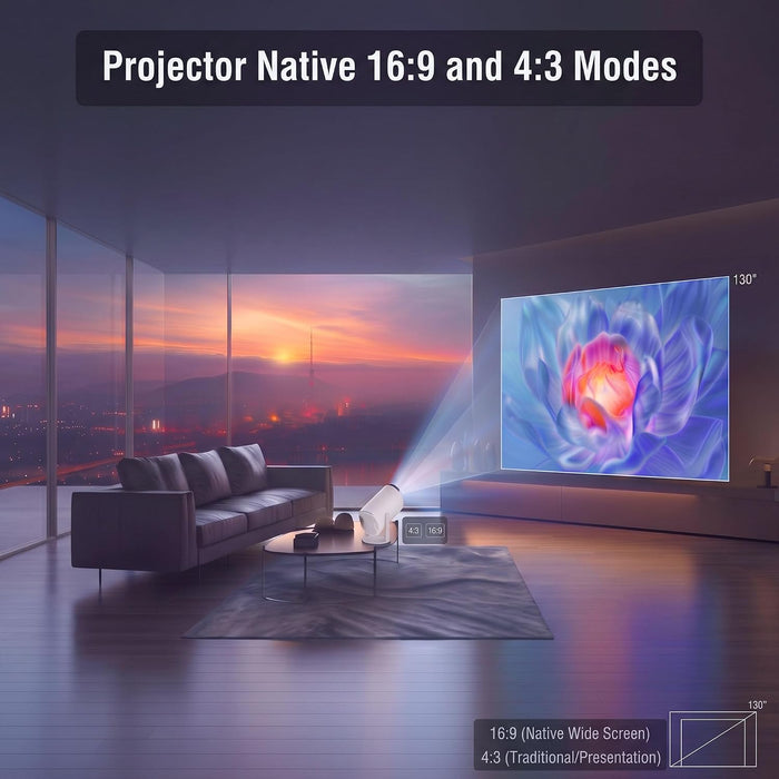 Mini Projector with WiFi 6 Bluetooth 5.4，180° Rotatable Video Projector