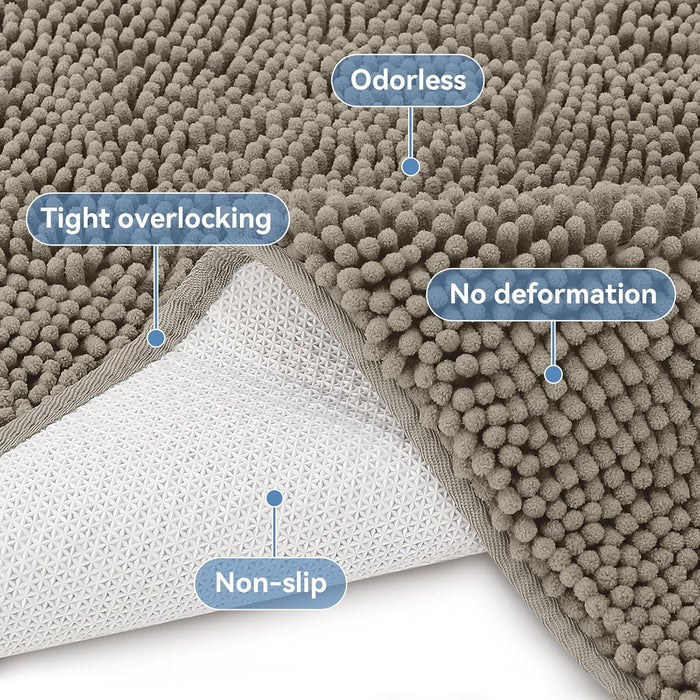 Small Bath Rug Mat,24x17 Chenille High Absorbent Latte Bathroom Mats