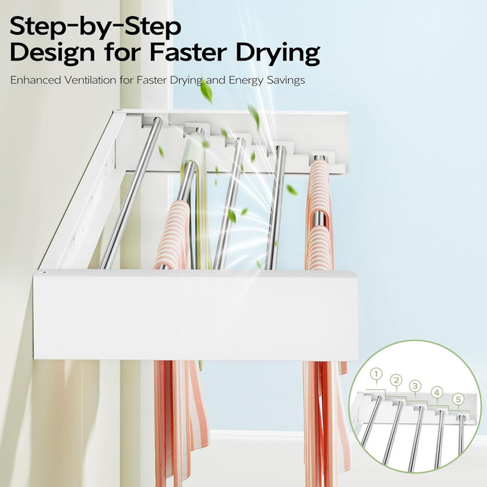 Wall Mounted Clothes Drying Rack 32", Foldable Wall Laundry Rack