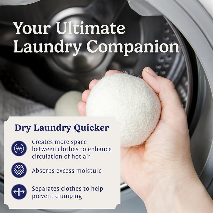 Wool Dryer Balls 6-Pack, Reusable Natural Fabric Softener
