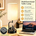 2 Pack Table Lamp, Bedside Lamp with 3 USB Charging Ports & AC Outlet, USB Desk Lamp with 2 Phone Holders, Linen Fabric 