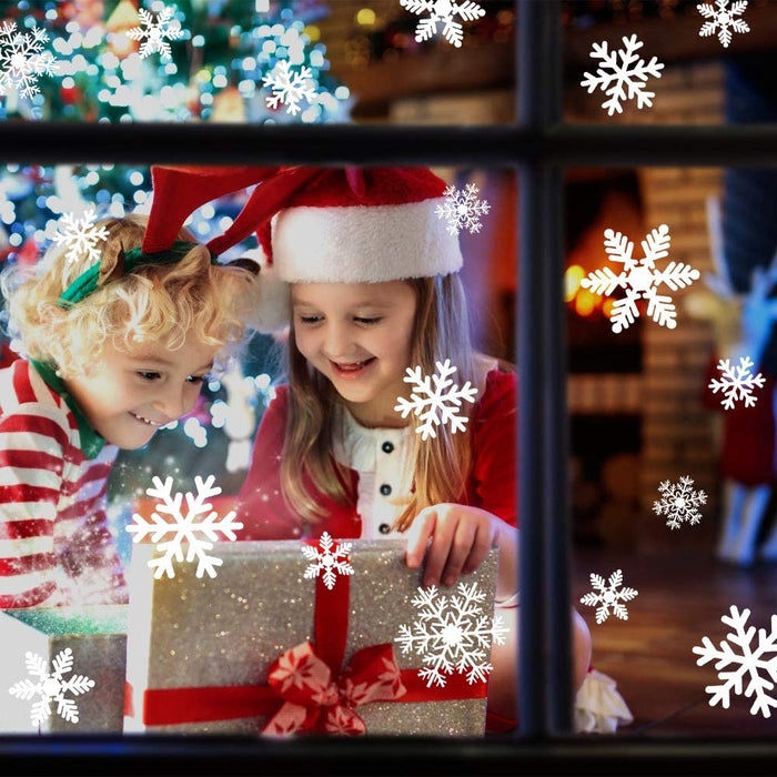 135Pcs Christmas Decorations Window Clings Snowflakes Window Decals