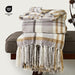 Plaid Chenille Knit Throw Blanket, 50"x60", Grey & Beige