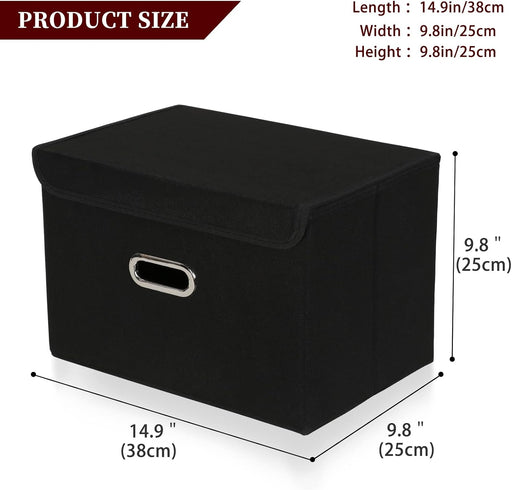 Fabric Storage Cube Bins Foldable Organizer Container Collapsible Basket with Lids and Metal Handles, for Home, Bedroom,