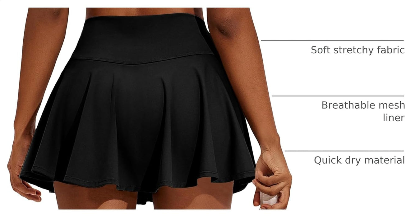 Womens Tennis Skirt 14" Pleated Athletic Golf Skorts with Pockets