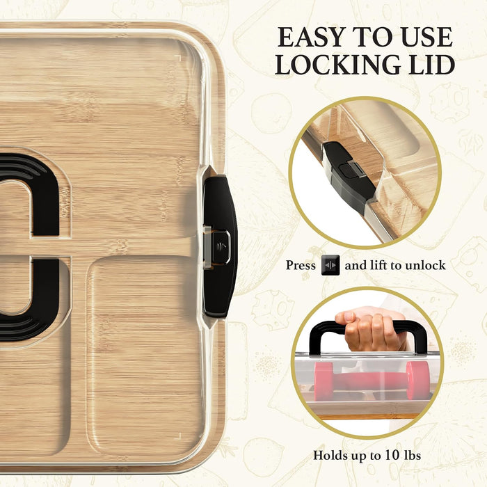 Charcuterie Board with Lid - Reversible, 2-in-1 Travel Portable Cheese Board for Picnics & Entertaining - Housewarming G