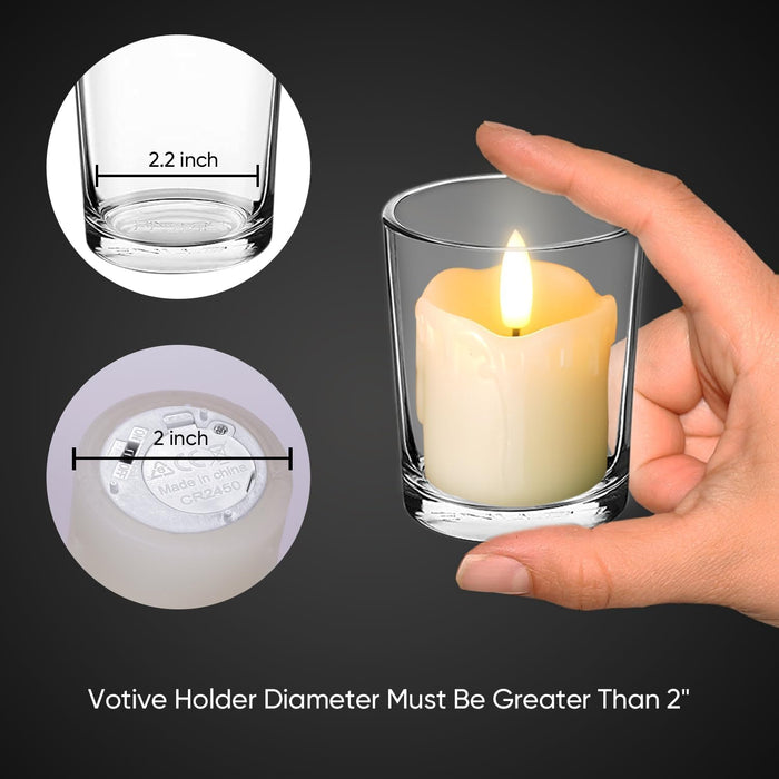 2"x2" Real Wax Flameless LED Votive Candles, 6H Timer, 6 Pack