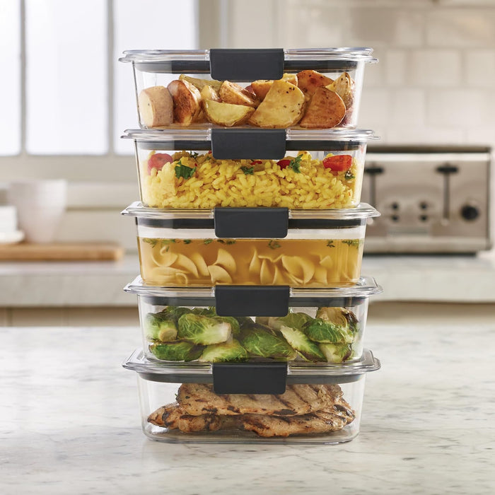 Brilliance BPA-Free Food Storage Container Set with Airtight Lids, 5-Pack (3.2 Cup) - Perfect for Lunch, Meal Prep, and Leftovers