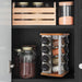 16 Jar Warner Revolving Countertop Spice Rack Organizer with Lift & Pour Caps and Spices Included, FREE Spice Refills for 5 years, Stainless Steel & Bamboo with Black Caps