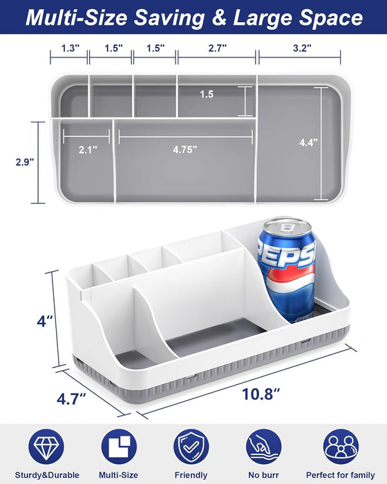 Bathroom Counter Organizer and Storage, 7 Slots Detachable Toothbrush Holders for Bathrooms, Anti-Slip Electric Toothbru