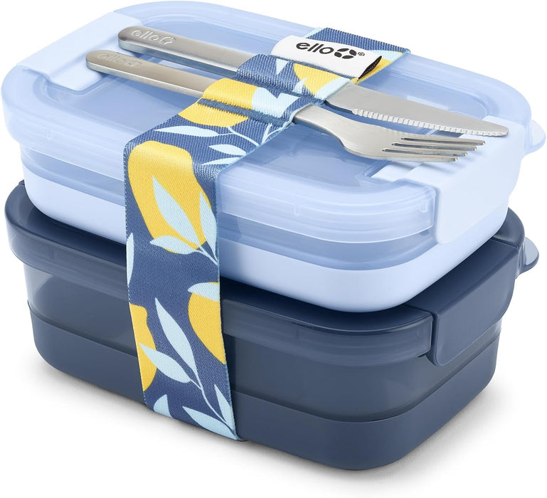 Lunch Stack Bento Box Plastic Food Containers, 2 Pack, Blueberry