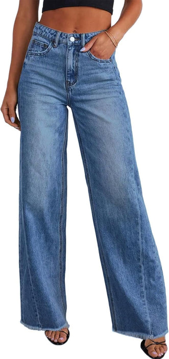 Women's Wide Leg Jeans High Waisted Stretchy Denim Pants