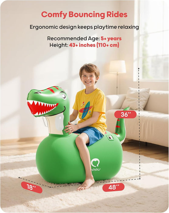 Inflatable Dinosaur Bouncy Hopper Toy, 2 Pack with Hand Pump