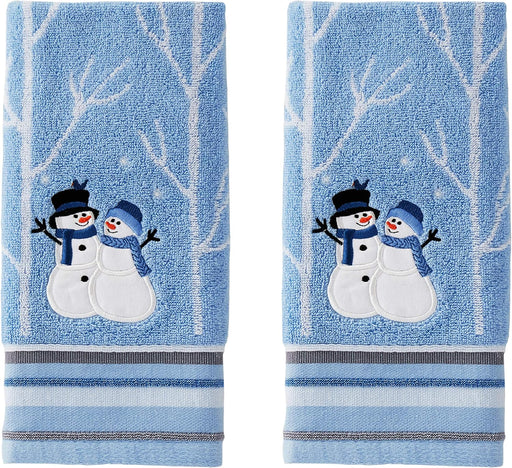Christmas Winter Friends Snowman Hand Towel Set-2pc, Blue