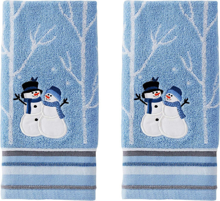 Christmas Winter Friends Snowman Hand Towel Set-2pc, Blue