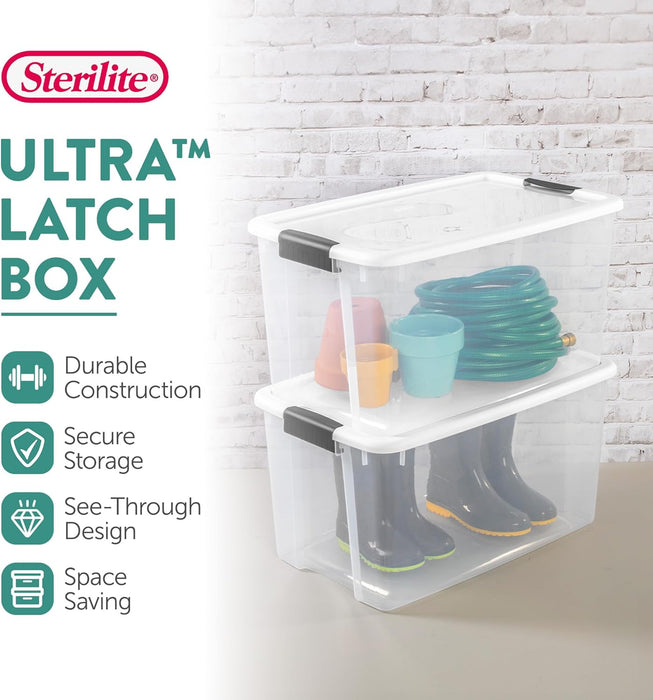 Ultra Latch Box with Lids for Home and Office, 70 Quart, 4-Pack