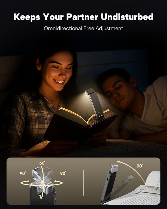 Book Light, Rechargeable Clip-On LED Reading Light for Bed