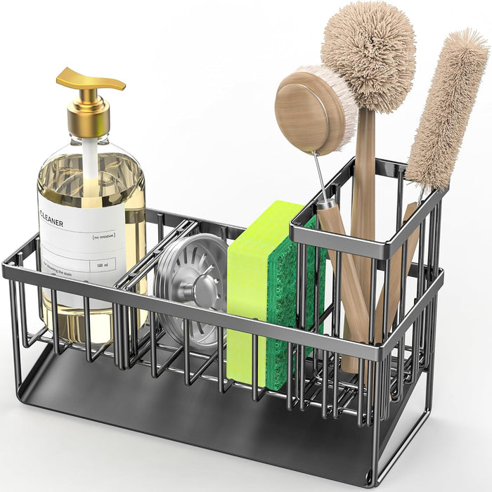 Sink Caddy, Sponge Holder for Kitchen Sink, Kitchen Sink Organzier with High Brush Holder, Rustproof Stainless Kitchen Gadgets Sink Accessories, Organizadores De Cocina, Patent 1038566S