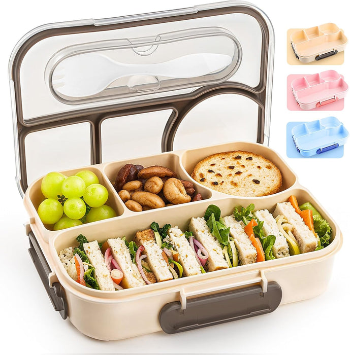Bento Box Adult, Lunch Box, 4-Compartment Lunch Containers, Drop-Proof, Dishwasher Safe & Made with BPA-Free Materials(K
