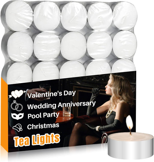 White Tea Lights Candles - Unscented Tealights, Mini Votive Candles