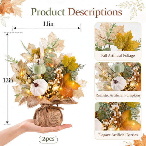 Fall Thanksgiving Table Decorations, Centerpieces for Tables, 2 Pack
