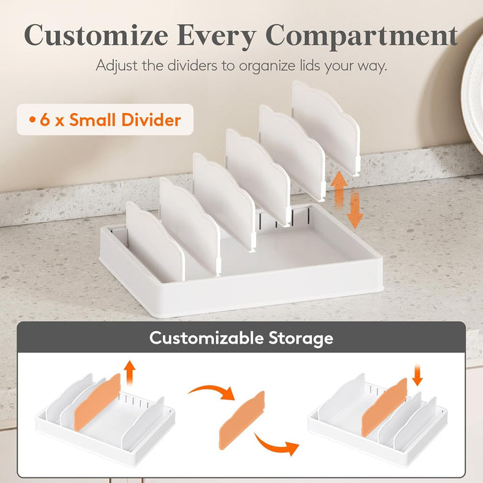 Kitchen Cabinet Organizer for Food Contanier Lid with 7 Sections