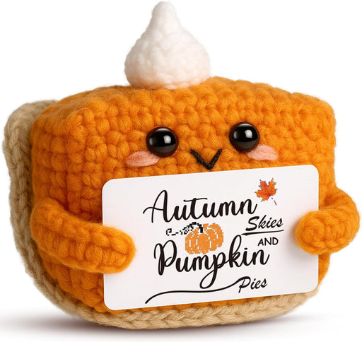 Thanksgiving Fall Decor Mini Pumpkin Pie Crochet Doll, Small Autumn Season Holiday Pumpkin Items Plush Gift, Cute Hallow