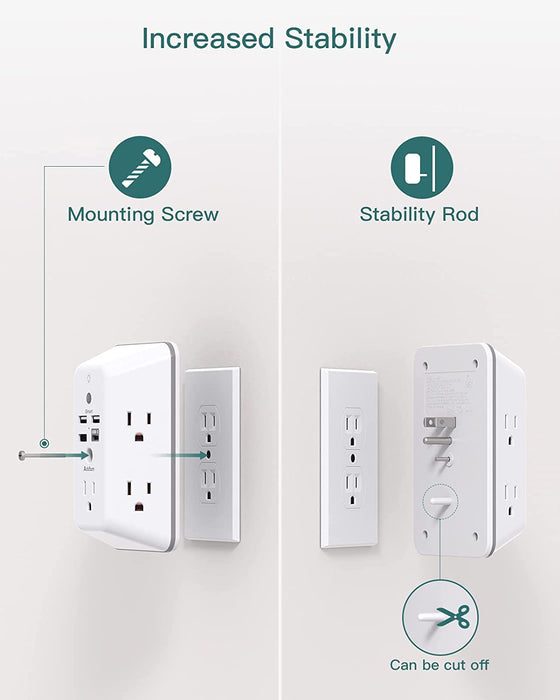 Surge Protector, 5 Outlet Extender with Night Light and 4 USB Ports