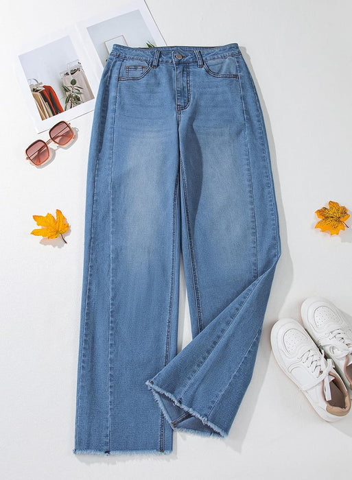 Women's Wide Leg Jeans High Waisted Stretchy Denim Pants