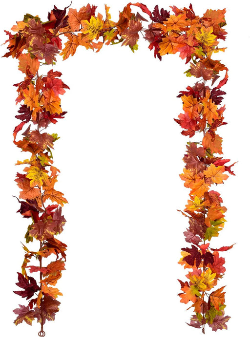 2 Pack Fall Garland Maple Leaf, 5.9Ft/Piece 7 Colors Hanging Vine Garland Artificial Autumn Foliage Garland Thanksgiving Decor for Home Wedding Fireplace Party Christmas