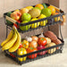 2-Tier Fruit Basket with Banana Hangers, Detachable Metal Bowl