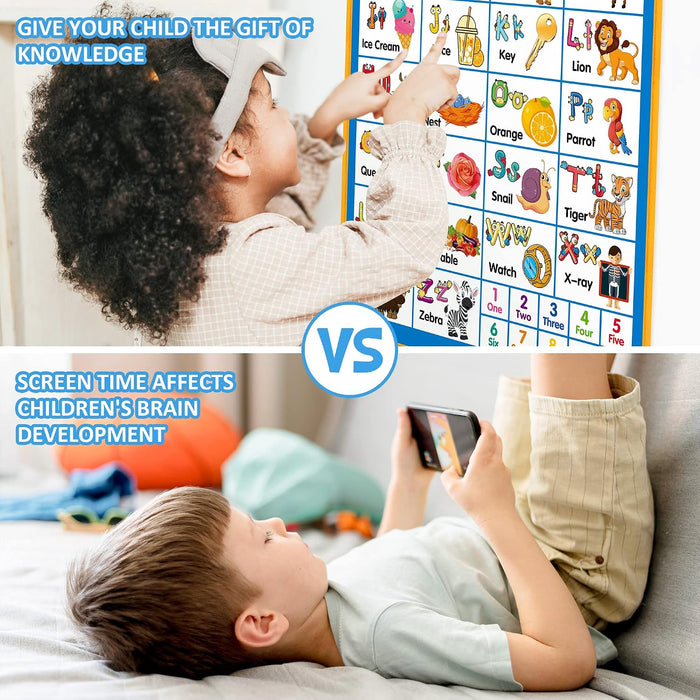 Electronic Alphabet Wall Chart, Kids Learning Toys for Toddlers 1-3 - Blue