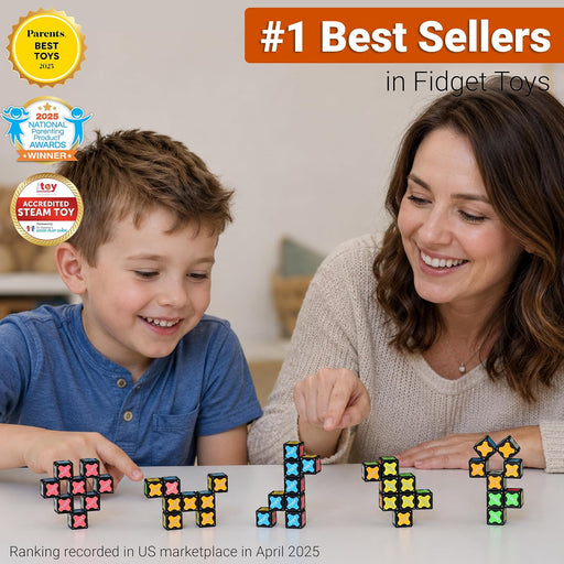 Magnet Cube 2x2 - 8 Blocks, 2 in 1 Toy: 2x2x2 Puzzle Cube and Customizable Infinity Cube, Glowing, UV Flashlight, Fidget
